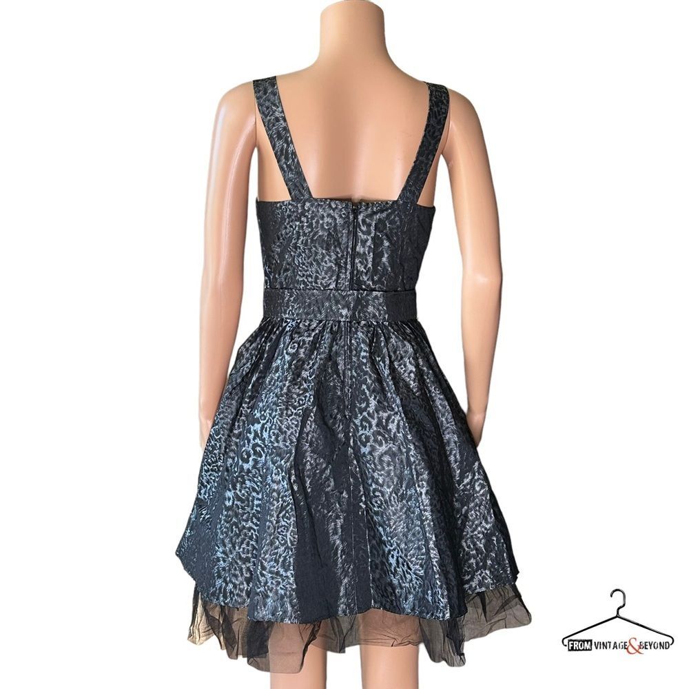 Y2K Betsey Johnson Retro Silver Black Leopard Dress - Picture 4 of 11